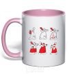 Mug with a colored handle DRUNKEN SANTA CLAUS light-pink фото