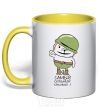 Mug with a colored handle I AM THE STRONGEST AND THE MOST BEAUTIFUL! yellow фото