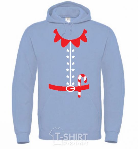 Men`s hoodie ELF'S COSTUME sky-blue фото