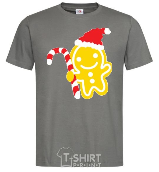 Men's T-Shirt CHRISTMAS GINGERBREAD dark-grey фото