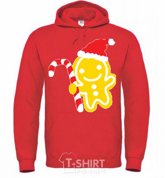 Men`s hoodie CHRISTMAS GINGERBREAD bright-red фото