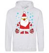 Men`s hoodie SANTA CLAUS WITH A PRESENT sport-grey фото