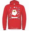 Men`s hoodie SANTA CLAUS WITH A PRESENT bright-red фото