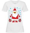 Women's T-shirt SANTA CLAUS WITH A PRESENT White фото