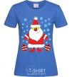 Women's T-shirt SANTA CLAUS WITH A PRESENT royal-blue фото