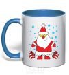 Mug with a colored handle SANTA CLAUS WITH A PRESENT royal-blue фото