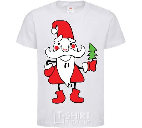 Kids T-shirt SANTA CLAUS WITH A CHRISTMAS TREE White фото