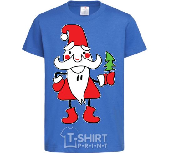 Kids T-shirt SANTA CLAUS WITH A CHRISTMAS TREE royal-blue фото