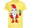 Kids T-shirt SANTA CLAUS WITH A CHRISTMAS TREE cornsilk фото