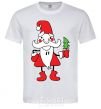 Men's T-Shirt SANTA CLAUS WITH A CHRISTMAS TREE White фото