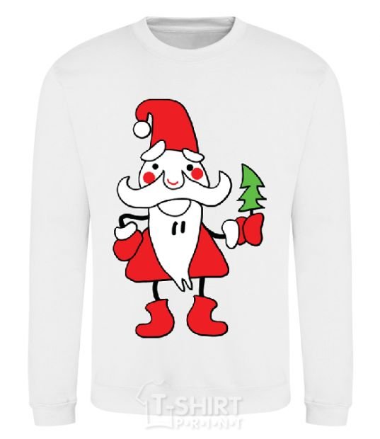 Sweatshirt SANTA CLAUS WITH A CHRISTMAS TREE White фото