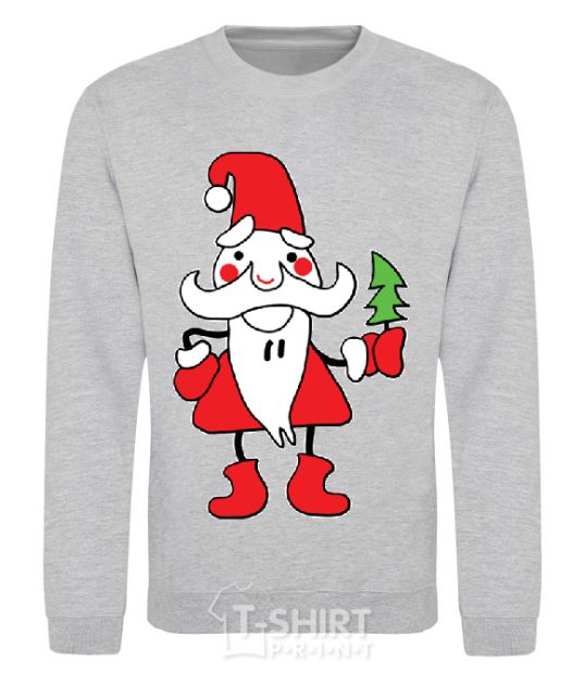 Sweatshirt SANTA CLAUS WITH A CHRISTMAS TREE sport-grey фото