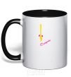 Mug with a colored handle SNOW MAIDEN PIGTAIL black фото