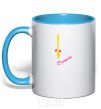 Mug with a colored handle SNOW MAIDEN PIGTAIL sky-blue фото
