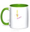 Mug with a colored handle SNOW MAIDEN PIGTAIL kelly-green фото