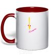Mug with a colored handle SNOW MAIDEN PIGTAIL red фото