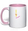 Mug with a colored handle SNOW MAIDEN PIGTAIL light-pink фото