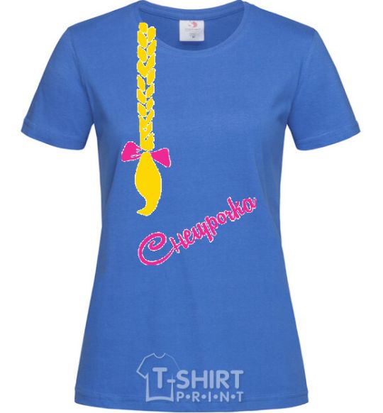 Women's T-shirt SNOW MAIDEN PIGTAIL royal-blue фото