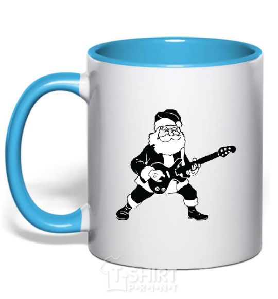 Mug with a colored handle SANTA ROCK sky-blue фото