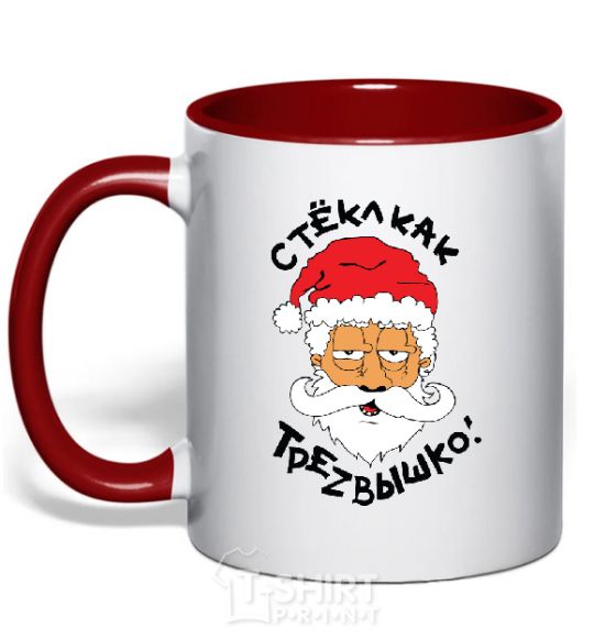 Mug with a colored handle СТЕКЛ КАК ТРЕЗВЫШКО red фото