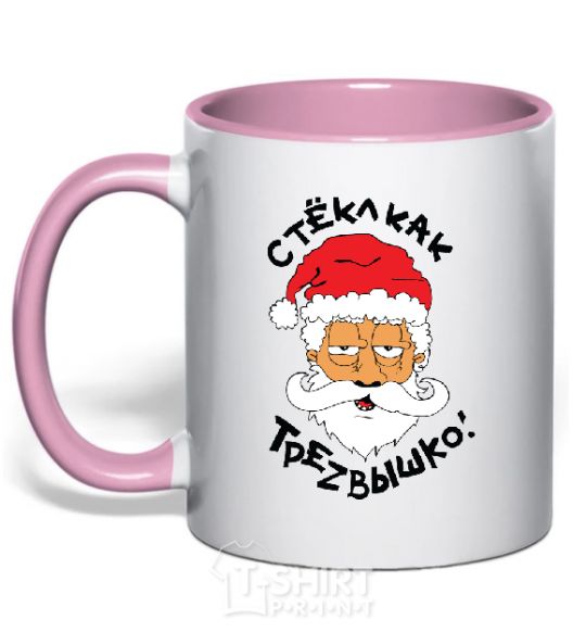 Mug with a colored handle СТЕКЛ КАК ТРЕЗВЫШКО light-pink фото
