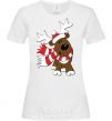 Women's T-shirt STRIPED DEER White фото