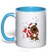 Mug with a colored handle STRIPED DEER sky-blue фото