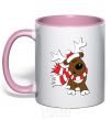 Mug with a colored handle STRIPED DEER light-pink фото