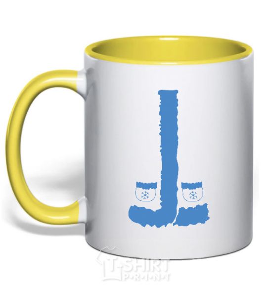 Mug with a colored handle SNOW MAIDEN yellow фото