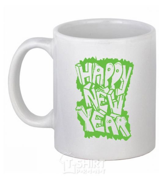 Ceramic mug HAPPY NEW YEAR GRAFFITI White фото
