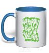 Mug with a colored handle HAPPY NEW YEAR GRAFFITI royal-blue фото