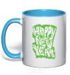 Mug with a colored handle HAPPY NEW YEAR GRAFFITI sky-blue фото