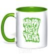 Mug with a colored handle HAPPY NEW YEAR GRAFFITI kelly-green фото