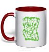 Mug with a colored handle HAPPY NEW YEAR GRAFFITI red фото
