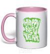 Mug with a colored handle HAPPY NEW YEAR GRAFFITI light-pink фото