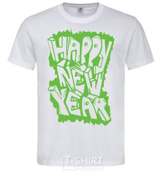 Men's T-Shirt HAPPY NEW YEAR GRAFFITI White фото