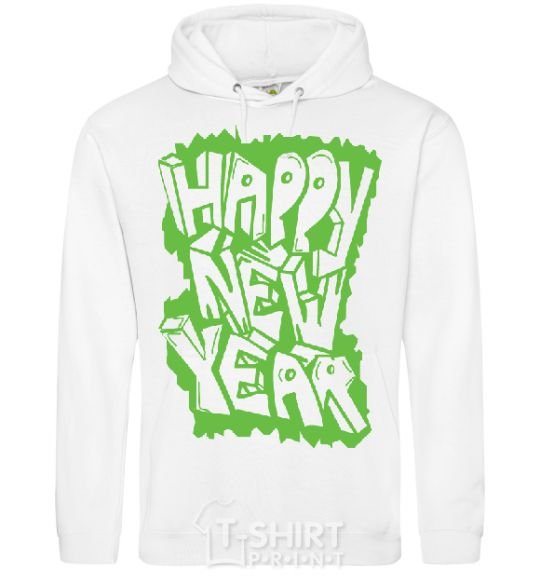 Men`s hoodie HAPPY NEW YEAR GRAFFITI White фото