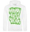 Men`s hoodie HAPPY NEW YEAR GRAFFITI White фото