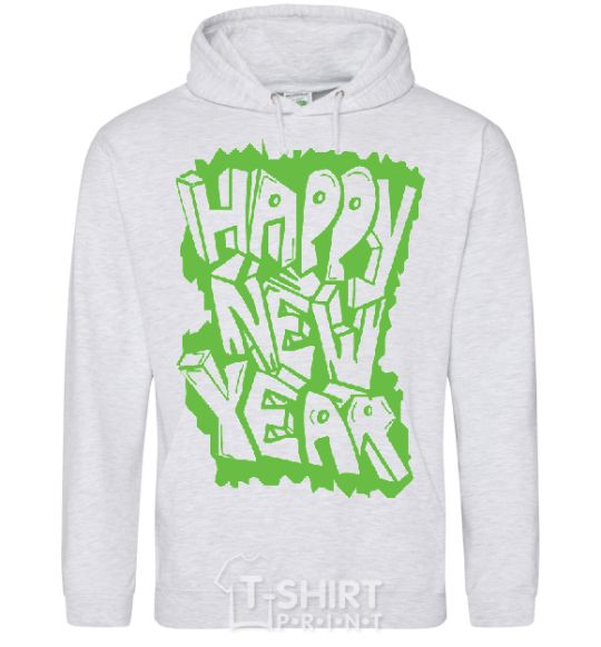 Men`s hoodie HAPPY NEW YEAR GRAFFITI sport-grey фото