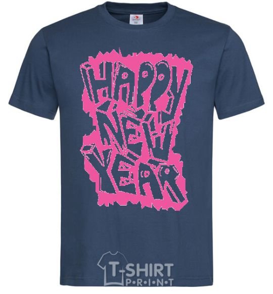 Men's T-Shirt HAPPY NEW YEAR GRAFFITI navy-blue фото