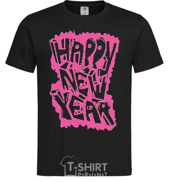 Men's T-Shirt HAPPY NEW YEAR GRAFFITI black фото