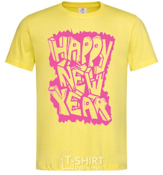 Men's T-Shirt HAPPY NEW YEAR GRAFFITI cornsilk фото