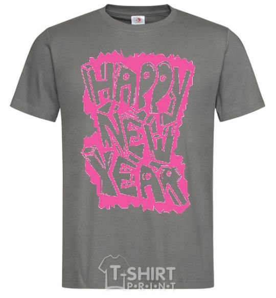 Men's T-Shirt HAPPY NEW YEAR GRAFFITI dark-grey фото