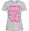 Women's T-shirt HAPPY NEW YEAR GRAFFITI grey фото