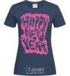 Women's T-shirt HAPPY NEW YEAR GRAFFITI navy-blue фото