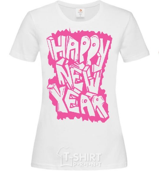 Women's T-shirt HAPPY NEW YEAR GRAFFITI White фото