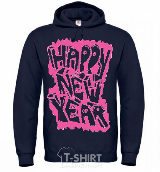 Men`s hoodie HAPPY NEW YEAR GRAFFITI navy-blue фото