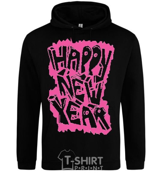 Men`s hoodie HAPPY NEW YEAR GRAFFITI black фото