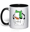 Mug with a colored handle I WANT A SNOW MAIDEN GREEN black фото