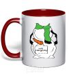 Mug with a colored handle I WANT A SNOW MAIDEN GREEN red фото